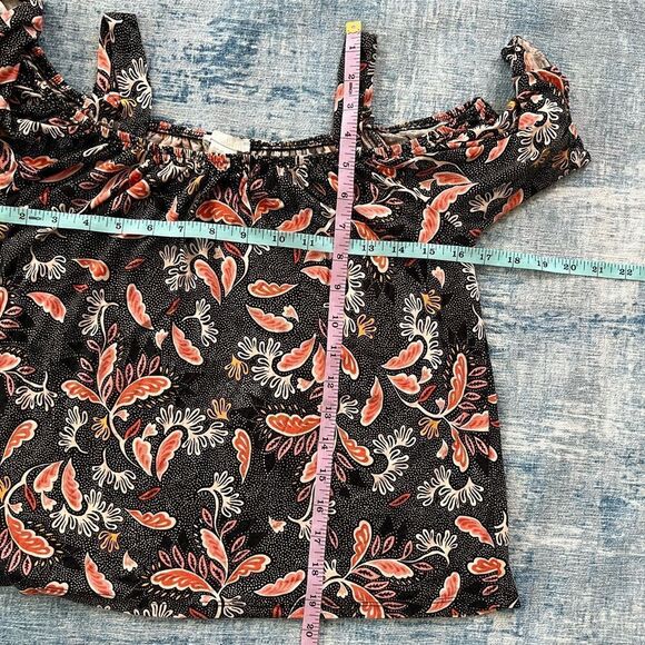 H&M Black Red Pink Off the Shoulder Leaf Print Top XS - Picture 9 of 9